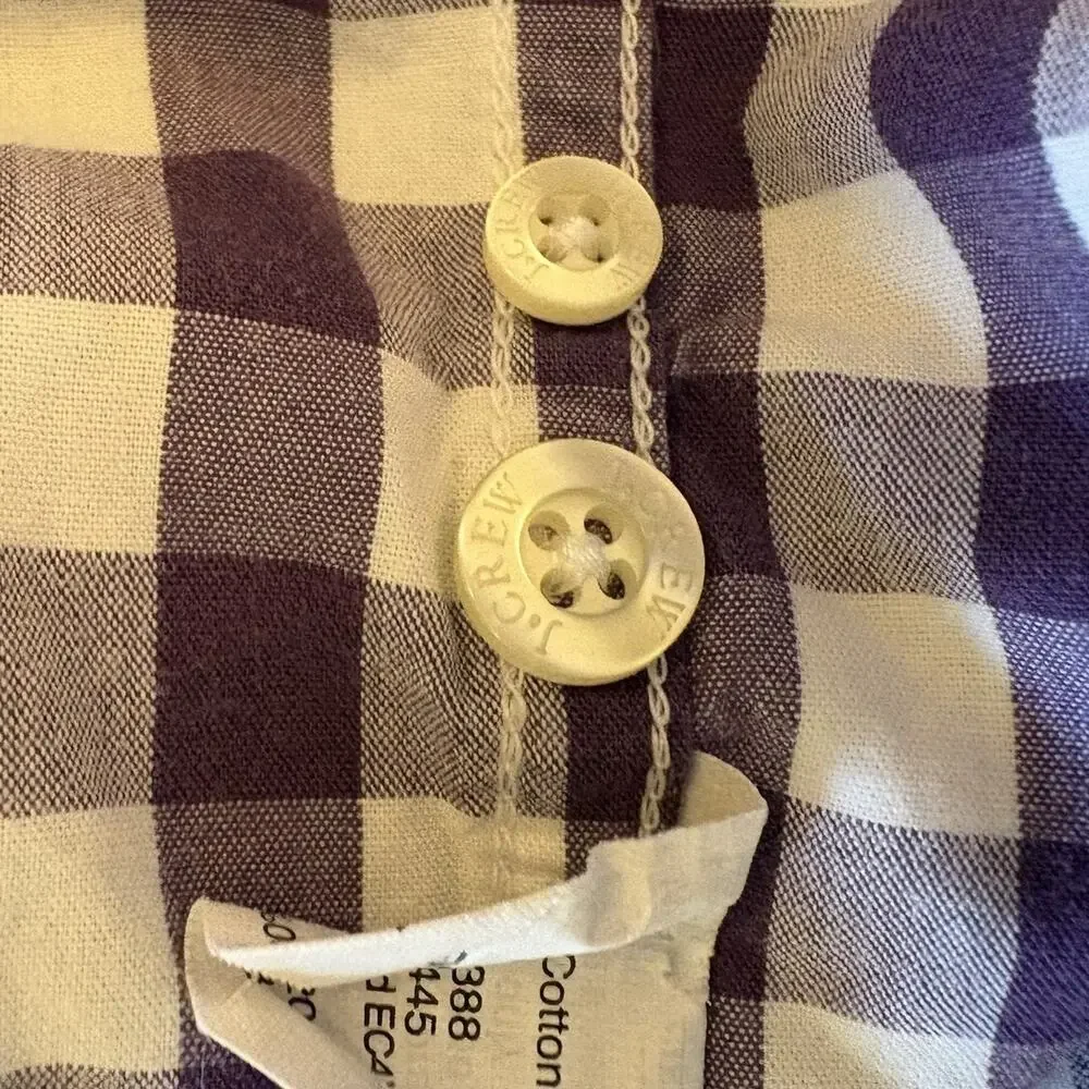 J. Crew Men’s Slim Fit Size Large Purple & White Check Long Sleeve Button Down